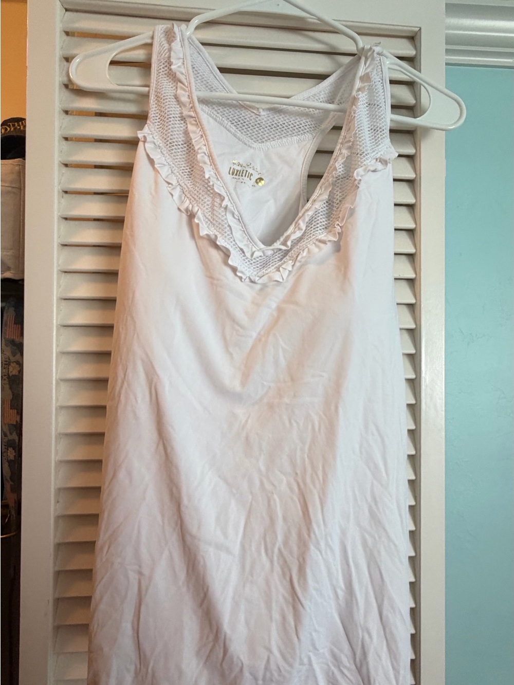 Lilly Pulitzer Luxletic White Lace-Trim athletic top